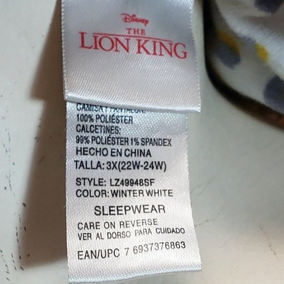 Women’s 2 Pc Disney The Lion King Simba Pajama Set Super Soft Fleece size 3X - Picture 4 of 11